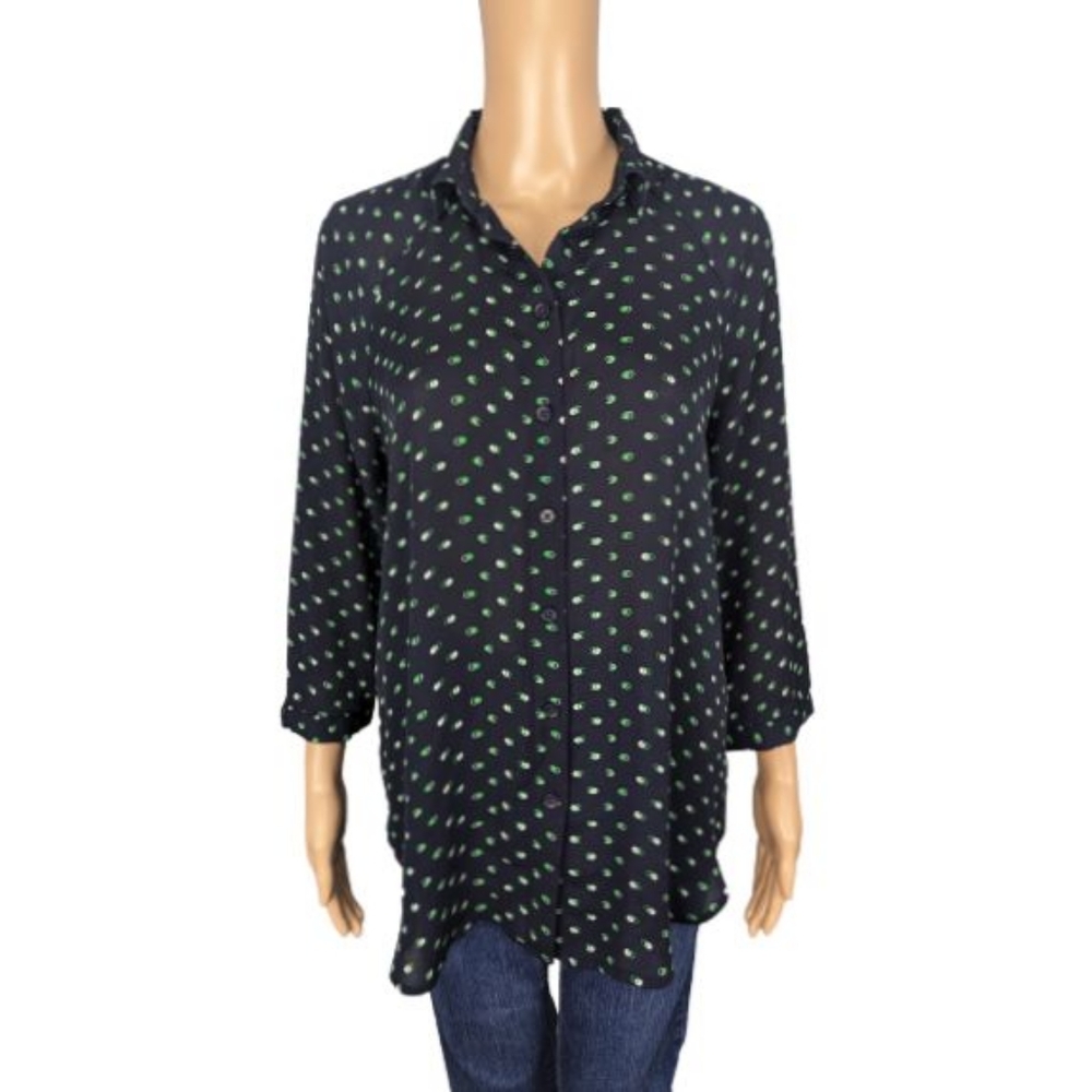 CAbi #5019 Navy Blue Martini Blouse XS